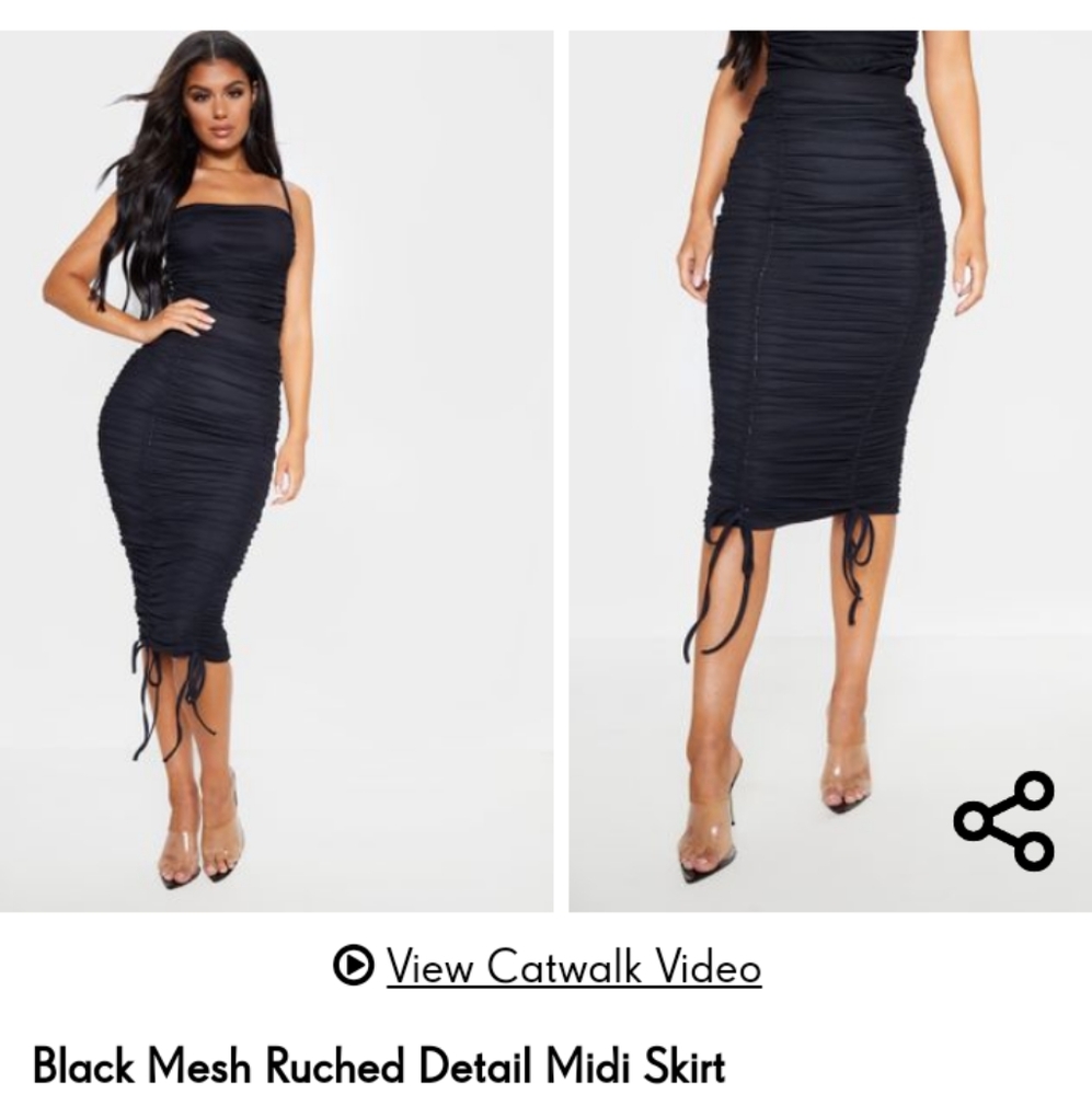 Pretty little thing Black mesh ruched skirt